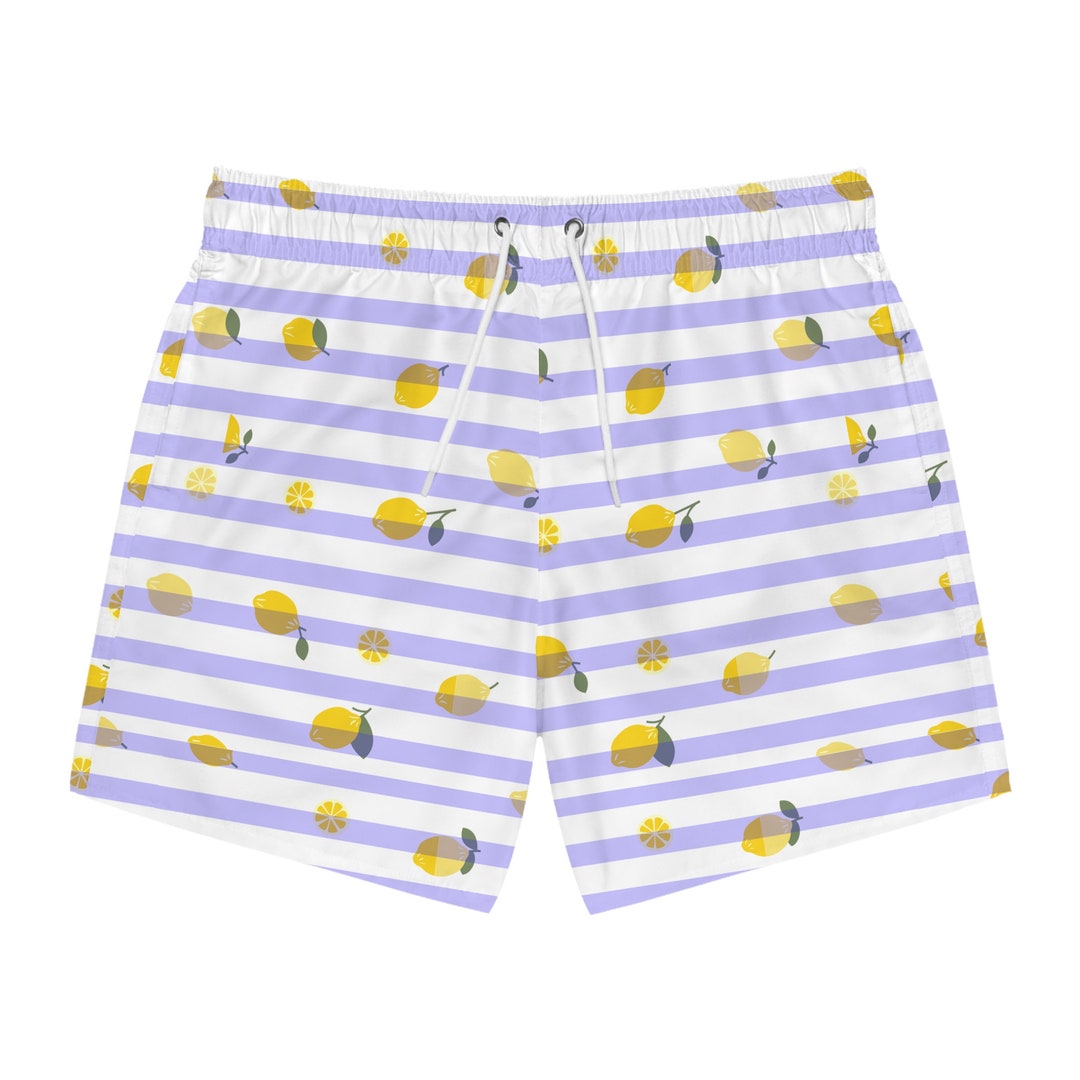Mens Swim Trunks Mens Swim Wear Lemon Swim Shorts Fun Lemon Swimwear