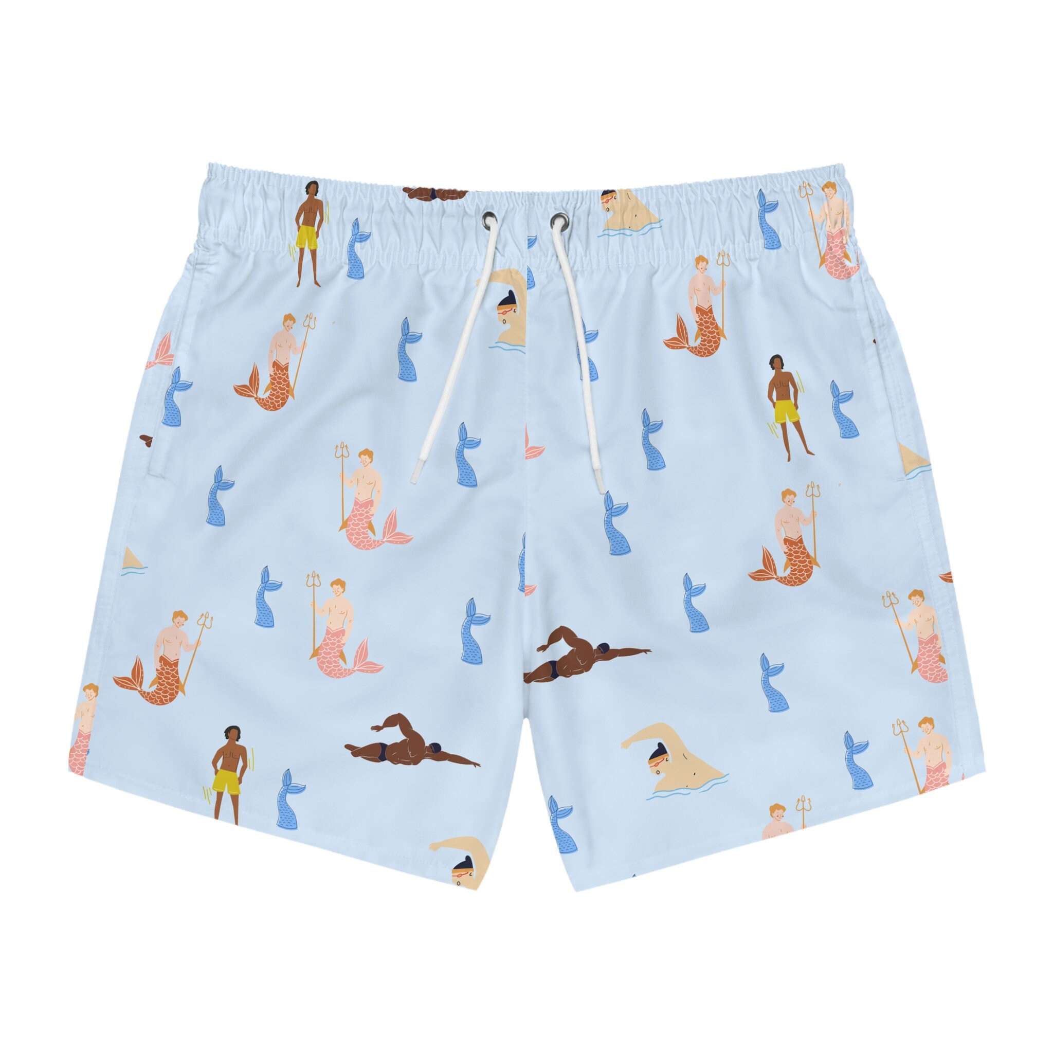 Mens Swim Trunks Swimmer and Mermaid Swimsuit Couples