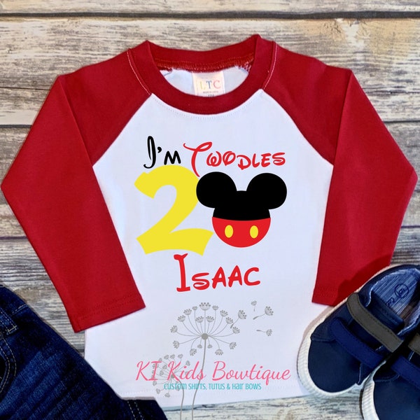 Mickey Mouse Birthday Shirt, Second Birthday, Boys Birthday Shirt, Girls Birthday Shirt, Oh Two-dles Birthday Shirt, Mickey Birthday Shirt