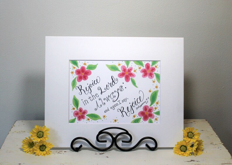 Christian Desk Wall Decor Rejoice in the Lord Matted Etsy