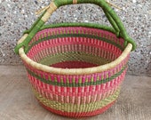 Large Round Bolga Market Basket