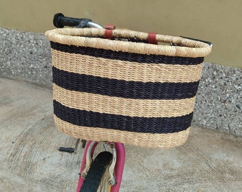Cestino per bicicletta Bolga africano unico - Borsa per borsa per bici sospesa intrecciata a mano, eleganti accessori per biciclette - Regalo per il 10° anniversario per lei