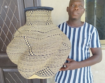 African Basket, Large Woven Basket,Bolga Basket, Flower Pot, Handmade Home Decor, Unique Home Decor, Home Decor Modern Living Room