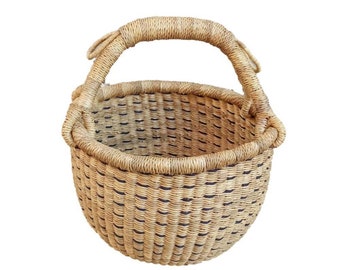 Small Round Basket With Handle, Basket For Fruit, Market Basket, Woven Basket, Gathering Basket, Storage Basket,Bolga Basket, Wicker Basket