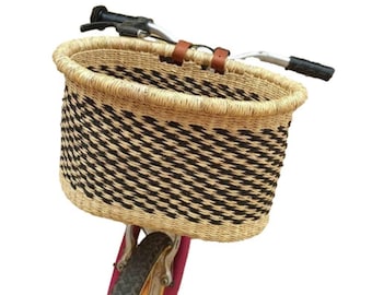 Bike Basket, African Bolga Wicker Bicycle Accessories, Bike Hanging Bag