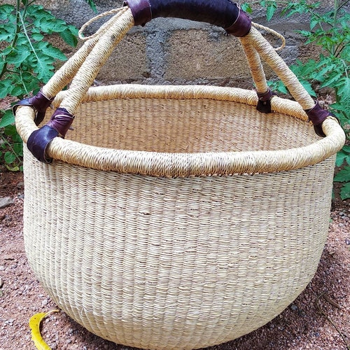 Large Woven Market Basket,Straw Bag, Harvest Basket Shopping Basket retailer Birthday Gift Basket,Family Gift Basket, Storage Basket, African Basket