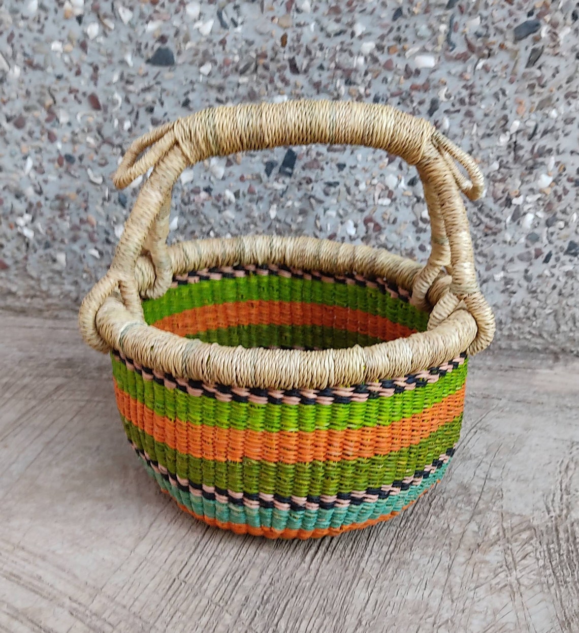 Small Round Bolga Market Basket Etsy