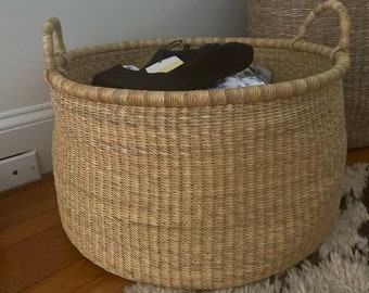 African Woven Laundry Basket - Stylish Cloth Basket, Large Laundry Hamper Basket with Handles - Perfect for Organizing your Laundry Room