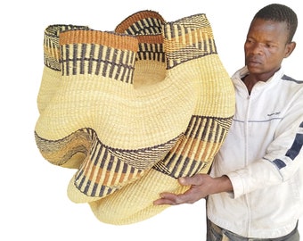 AFRICAN BASKET, Large Woven Basket,Bolga Basket, Flower Pot, Handmade Home Decor, Unique Home Decor, Home Decor Modern Living Room