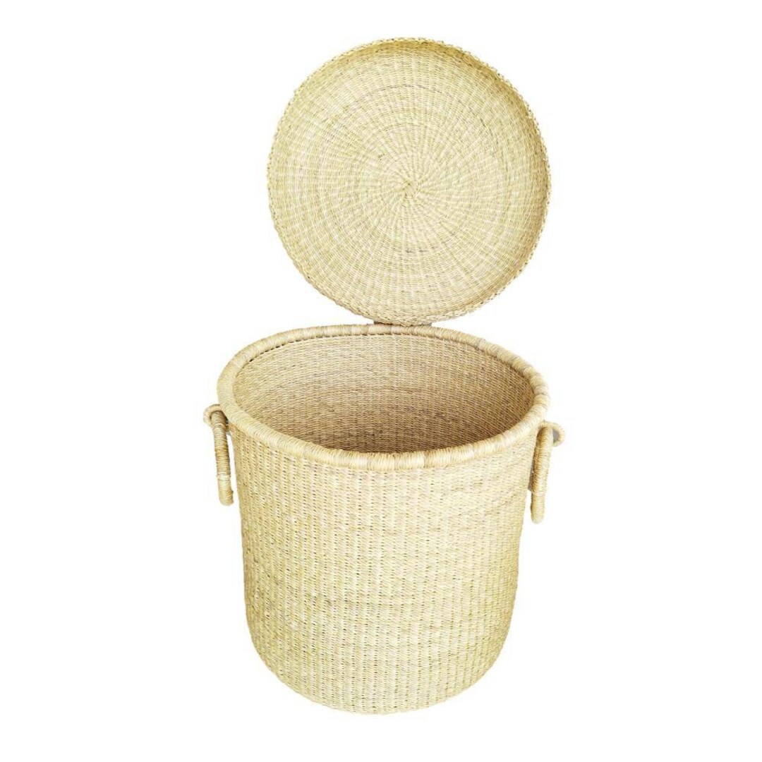 AFRICAN LAUNDRY BASKET With Lid, African Woven Basket, Blanket Basket