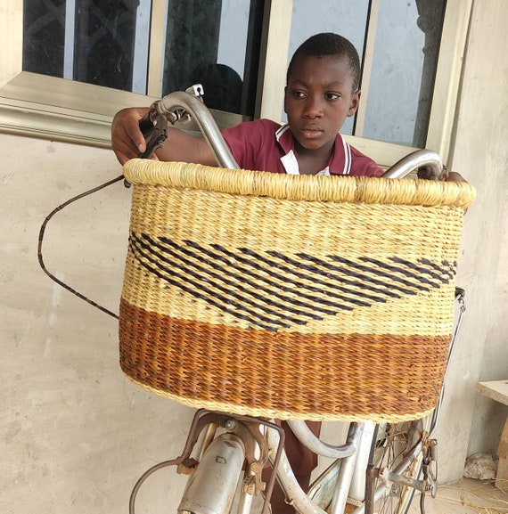 Front Bike Basket – Woven Basket – Bolga Market Basket