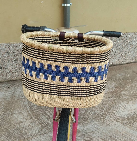 BIKE BASKET Bike Bag Market Basket Bike Pannier bike Basket Bag Shopping Basket Ghana Woven Basket Bicycle Basket Wicker Bike Basket Etsy