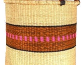 African Laundry Basket with Handle, Large Handmade Woven Laundry Room storage, Bolga wicker storage Basket