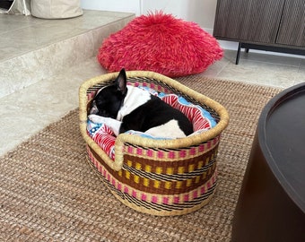 Personalized Dog Bed Furniture, Modern Dog Crate Furniture, Dog Toy Storage Basket For Small to Extra Large Dogs, African Bolga Basket