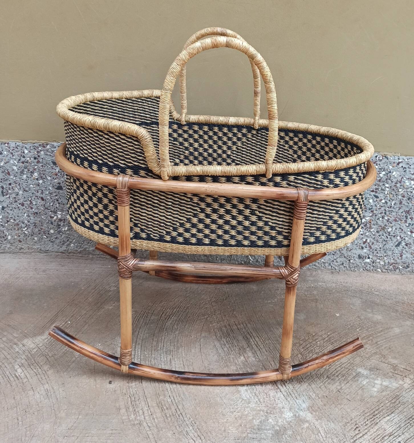 Moses Basket Baby Bassinet Moseskorb Bolga Basket Etsy