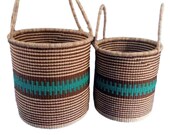 African Laundry Basket with Handle, Large Handmade Woven Laundry Room storage, Bolga wicker storage Basket
