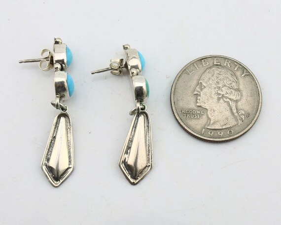 Navajo Earrings 925 Silver Natural Blue Turquoise… - image 6