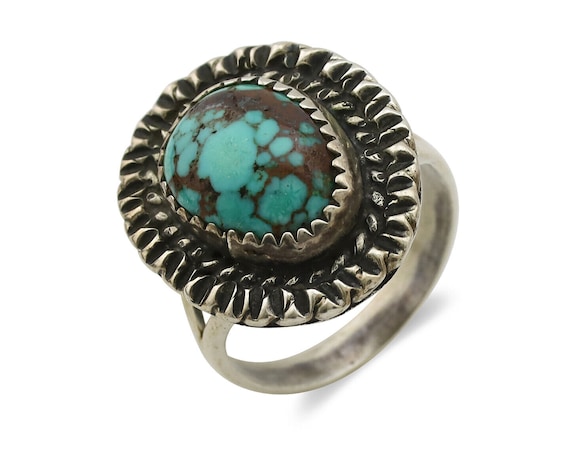 Navajo Ring 925 Silver Bisbee Turquoise Artist Si… - image 1