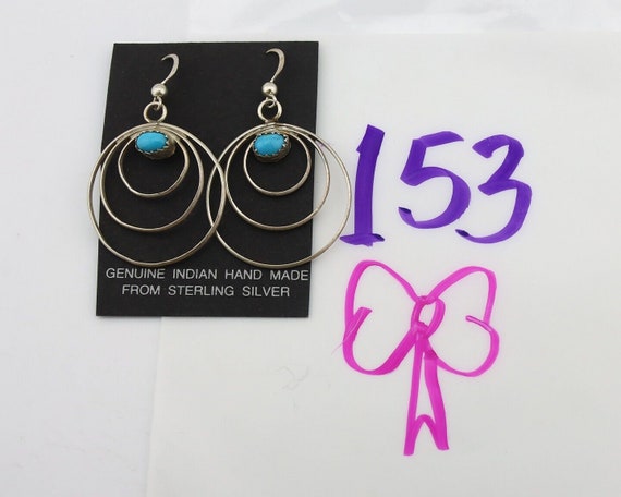 Navajo Dangle Handmade Earrings 925 Silver Blue T… - image 9