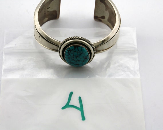 Navajo Bracelet .925 Silver Turquoise Mountain Si… - image 9