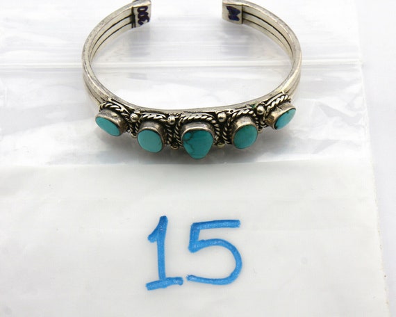 Navajo Natural Blue Turquoise Bracelet .925 Silve… - image 9