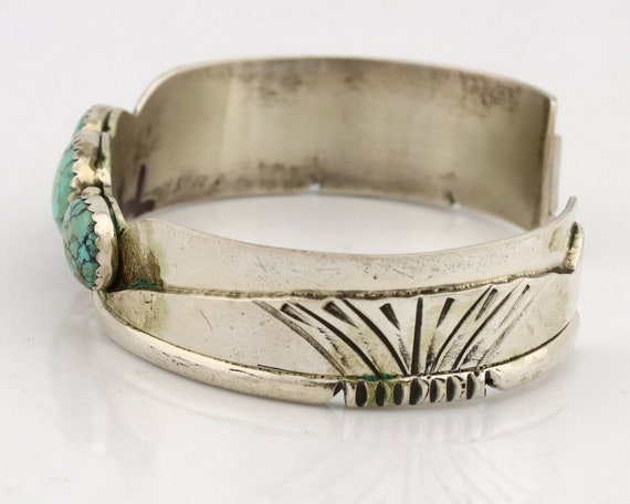 Navajo Cuff Bracelet .925 Silver Spiderweb Turquo… - image 5