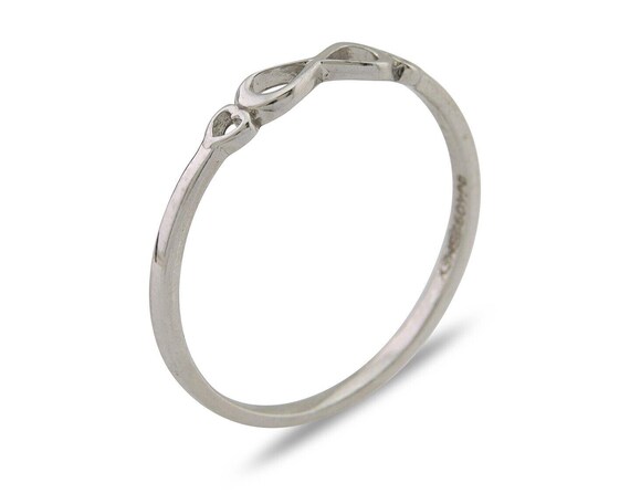 Infinity Heart Promise Ring 925 Solid Silver Size… - image 2