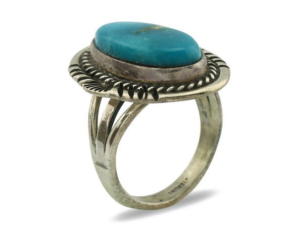 Navajo Ring .925 Silver Turquoise Signed M Begay … - image 2