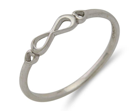 Infinity Heart Promise Ring 925 Solid Silver Size… - image 1