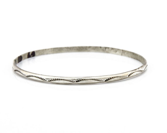 Women's Navajo Bracelet .925 Silver 3.5 mm Wide H… - image 4