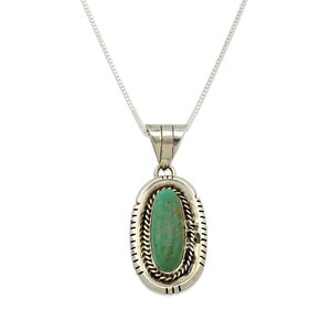 Navajo Necklace .925 Silver Green Turquoise Signed AE C.1980's