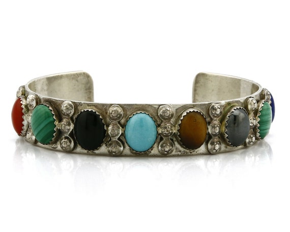 Women's Navajo Gemstone Bracelet .925 Silver Hand… - image 4