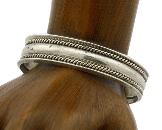 Navajo Bracelet .925 Silver Handmade Hand Stamped… - image 1