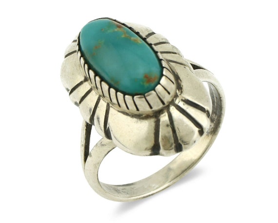 Navajo Ring .925 Silver Arizona Turquoise Signed … - image 1