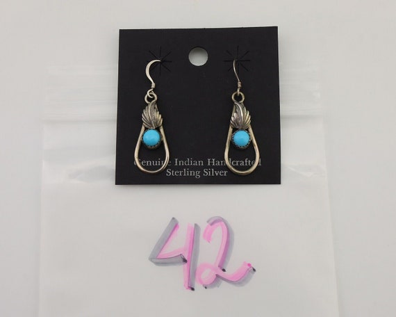 Navajo Dangle Earrings 925 Silver Sleeping B Turq… - image 9