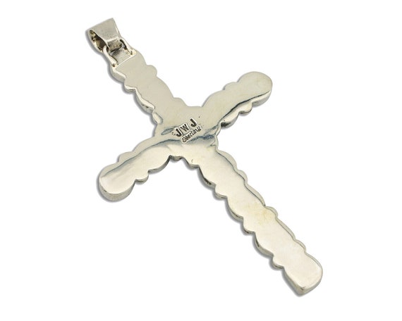 Zuni Handmade Cross Necklace 925 Silver Coral & T… - image 2