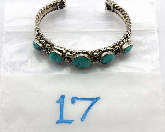 Navajo Natural Blue Turquoise Bracelet .925 Silve… - image 9