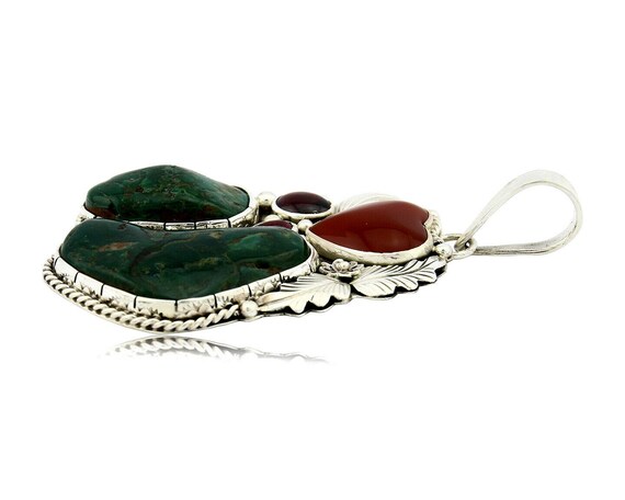 Navajo Turquoise Pendant .925 Silver Handmade Signed Lee Bennett C.80's View 3