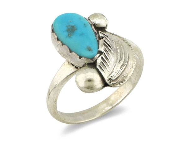 Zuni Ring 925 Silver Natural Mined Blue Turquoise… - image 1
