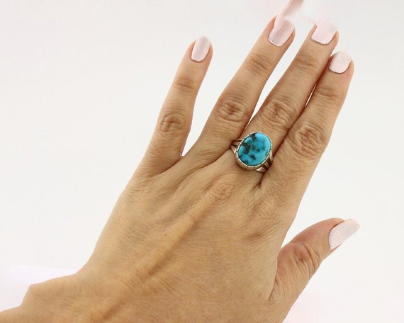Navajo Ring 925 Silver Sleeping Beauty Turquoise … - image 8