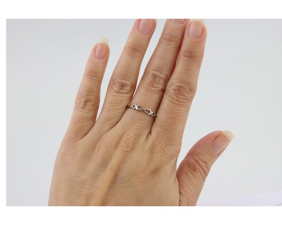 Infinity Heart Promise Ring 925 Solid Silver Size… - image 8