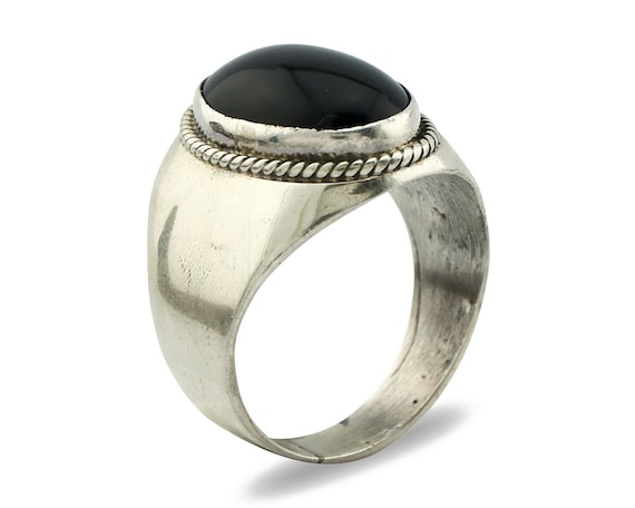 Navajo Ring .925 Silver Handmade Black Onyx Nativ… - image 2