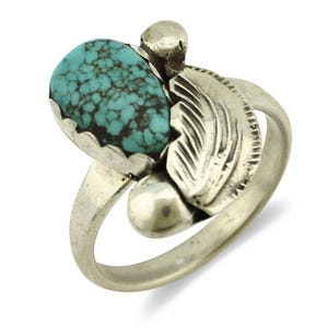 Zuni Ring 925 Silver Spiderweb Turquoise Artist Signed Simplicio C.80's