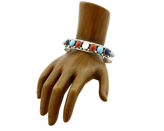 Women's Gemstone Navajo Bracelet .925 Silver Sign… - image 3