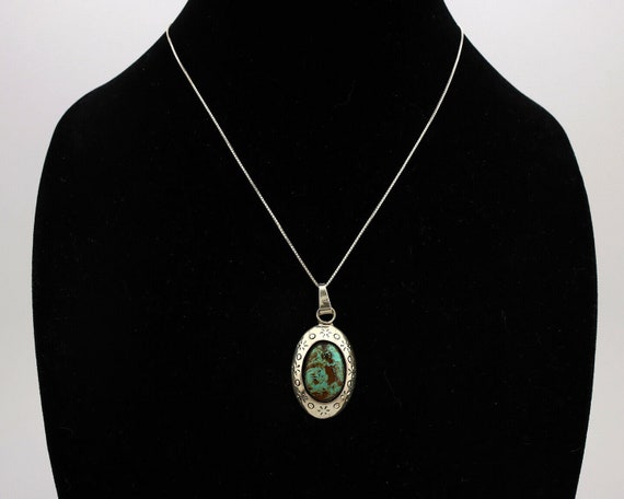Navajo Necklace .925 Silver Kingman Turquoise Nat… - image 7