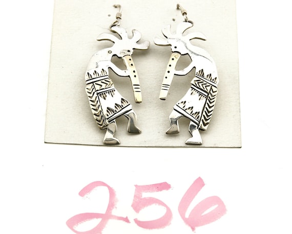 Navajo Dangle Earrings .925 Silver & 14k Solid Ye… - image 10