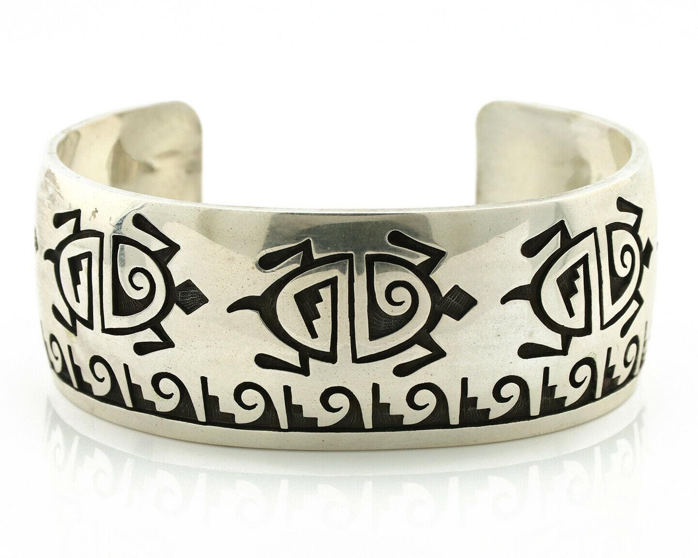Hopi Turtle Bracelet .925 Silver Artist Signed Mitchell Sockyma C