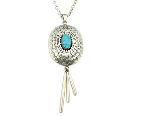 Alvin Boy Vintage Native American Navajo Royston Turquoise Sterling Silver Bolo Signed Alvin Boy Vintage Native American Navajo Royston Turquoise Sterling Silver Bolo Signed