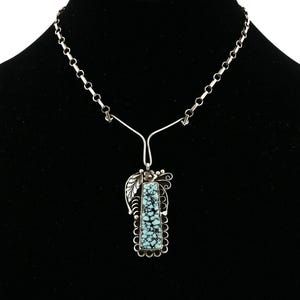 Navajo Artist FG .925 Silver Natural Blue Turquoise Handmade Necklace image 8