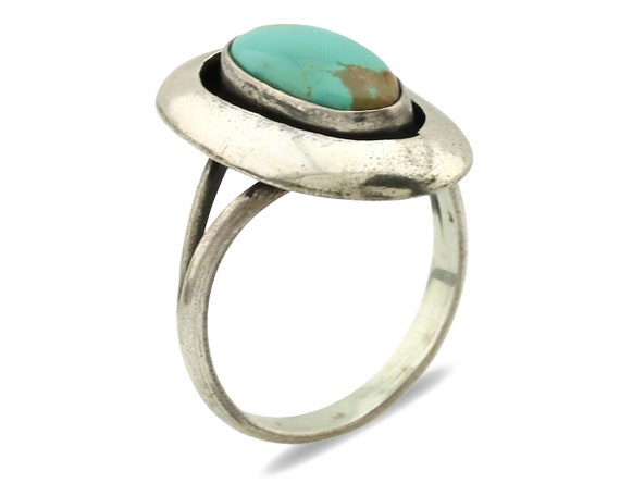 Navajo Ring .925 Silver Kingman Turquoise Artist … - image 2